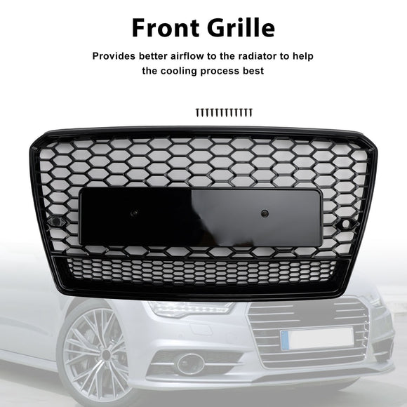 Audi A7/S7 Waben-Frontgrill 2010–2015, oberes Stoßstangennetz, schwarzes Ersatzgitter im RS-Stil