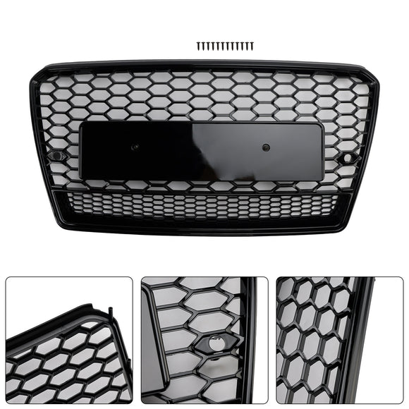 Audi A7/S7 Waben-Frontgrill 2010–2015, oberes Stoßstangennetz, schwarzes Ersatzgitter im RS-Stil