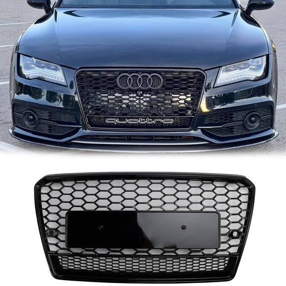 Audi A7/S7 Waben-Frontgrill 2010–2015, oberes Stoßstangennetz, schwarzes Ersatzgitter im RS-Stil