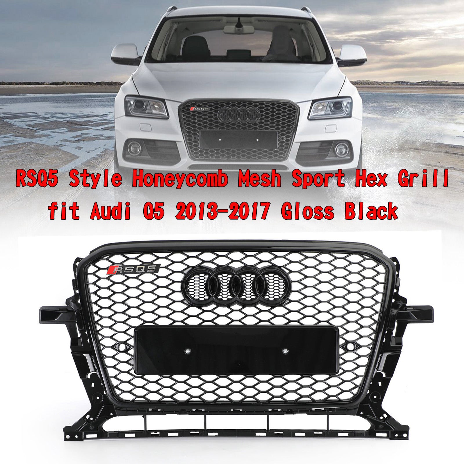 Grille de remplacement du pare-chocs avant de style Audi Q5 SQ5 8R RSQ5 / SQ5 / Q5 2013-2017