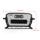 Rejilla estilo panal RSQ5 para Audi Q5/SQ5 2013-2017, reemplazo de parachoques delantero, parrilla negra con emblema de anillo-2