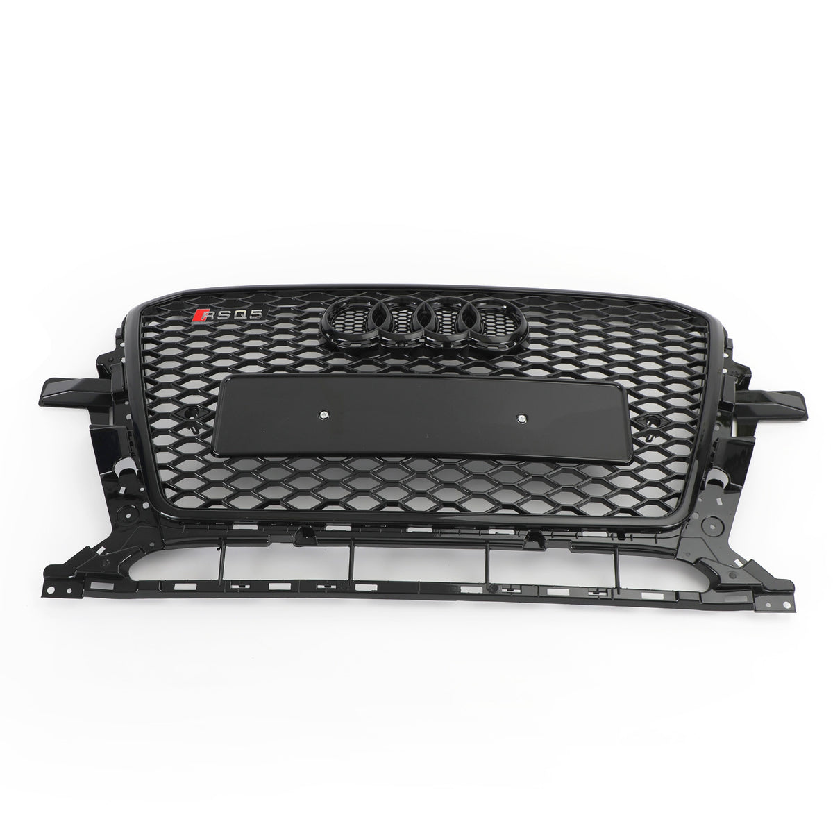 Gloss Black Honeycomb Front Grille For 2013-2017 Audi Q5 (Non-SQ5) - ABS Plastic, RS Style