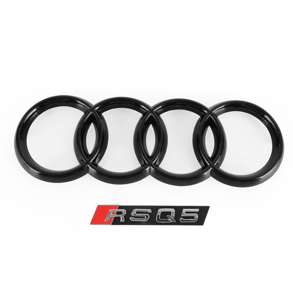 Rejilla estilo panal RSQ5 para Audi Q5/SQ5 2013-2017, reemplazo de parachoques delantero, parrilla negra con emblema de anillo