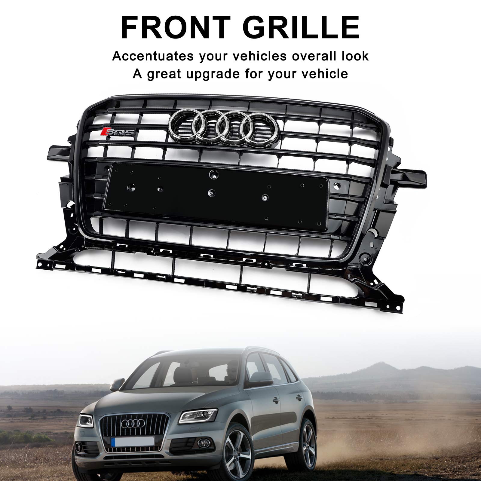 Audi Q5 SQ5 2013-2017 Black RSQ5 Style Grille Horizontal Slat Grill