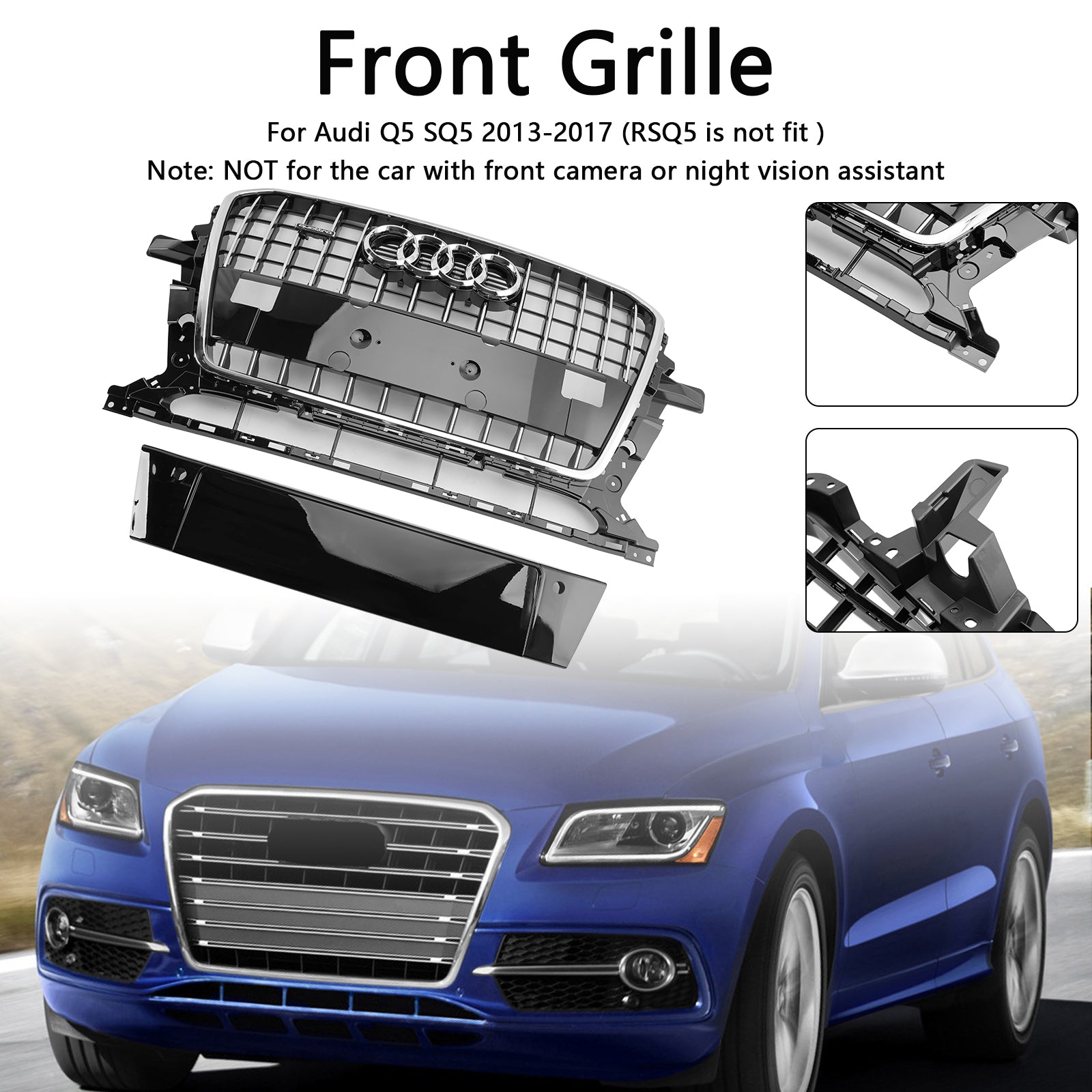 Rejilla de repuesto para parachoques delantero estilo parrilla Audi Q5 SQ5 8R RSQ5/SQ5/Q5 2013-2017