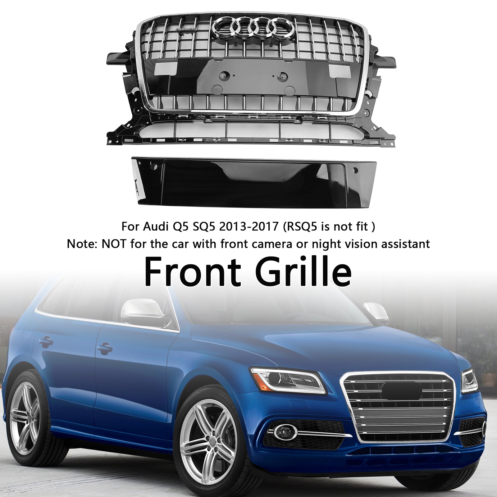 Grille de remplacement du pare-chocs avant de style Audi Q5 SQ5 8R RSQ5 / SQ5 / Q5 2013-2017