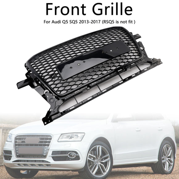 Audi 2013-2017 Q5 SQ5 RSQ5 Style Honeycomb Mesh Sport Hex Grille Gloss Black Grill