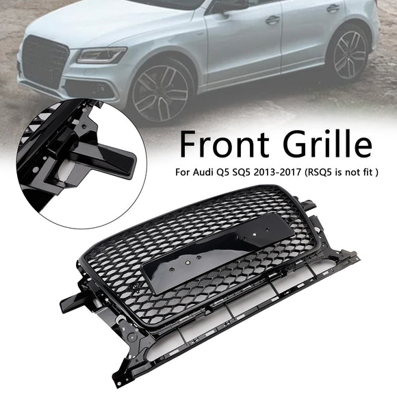 Audi 2013-2017 Q5 SQ5 RSQ5 Style Honeycomb Mesh Sport Hex Grille Gloss Black Grill