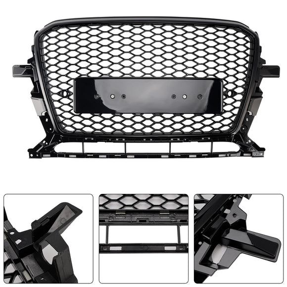 Audi 2013-2017 Q5 SQ5 RSQ5 Style Honeycomb Mesh Sport Hex Grille Gloss Black Grill