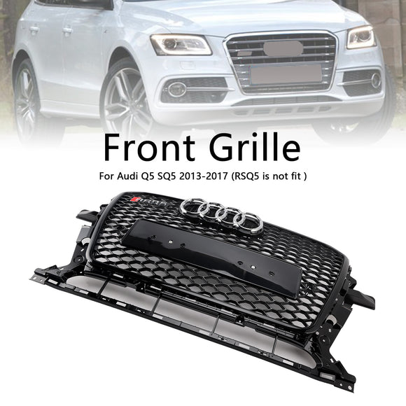 Audi 2013-2017 Q5 SQ5 RSQ5 Estilo Honeycomb Mesh Sport Hex Grille Gloss Black Grill