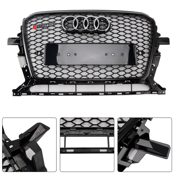 Audi 2013-2017 Q5 SQ5 RSQ5 Estilo Honeycomb Mesh Sport Hex Grille Gloss Black Grill