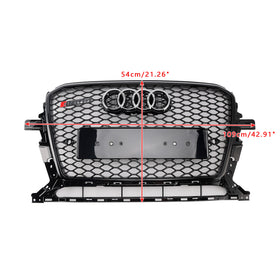 Audi 2013-2017 Q5 SQ5 RSQ5 Estilo Honeycomb Mesh Sport Hex Grille Gloss Black Grill - 0