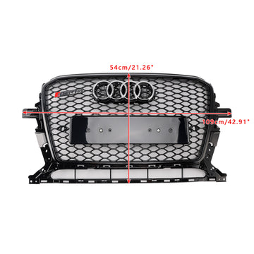 Audi 2013-2017 Q5 SQ5 RSQ5 Estilo Honeycomb Mesh Sport Hex Grille Gloss Black Grill - 0