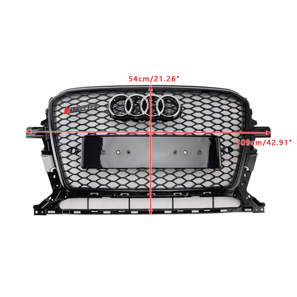 Audi 2013-2017 Q5 SQ5 RSQ5 Estilo Honeycomb Mesh Sport Hex Grille Gloss Black Grill