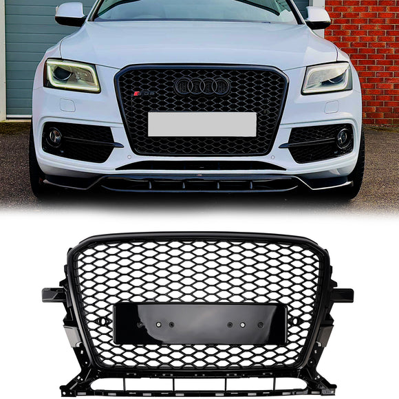 Audi 2013-2017 Q5 SQ5 RSQ5 Style Honeycomb Mesh Sport Hex Grille Gloss Black Grill