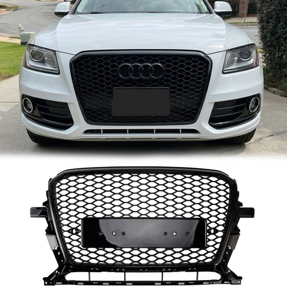 Audi 2013-2017 Q5 SQ5 RSQ5 Style Honeycomb Mesh Sport Hex Säleikkö Kiiltävä Musta Grill