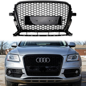 Grille de Style nid d'abeille RSQ5 pour Audi Q5/SQ5 2013 – 2017, gril noir de remplacement de pare-chocs avant - 0