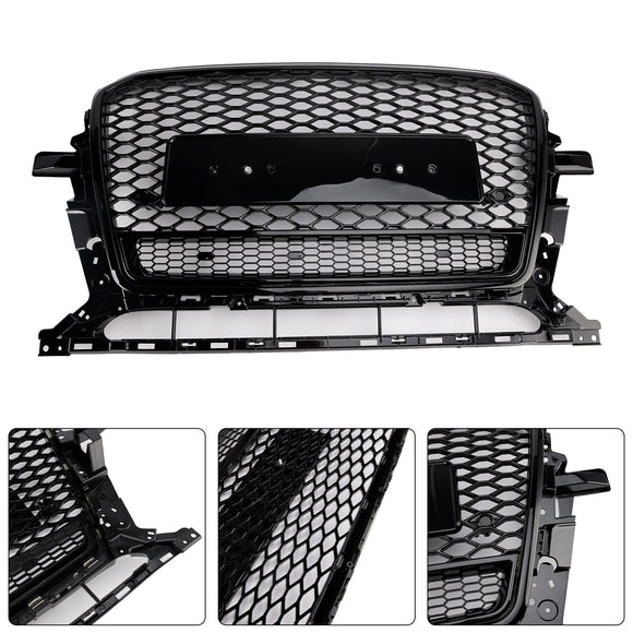RSQ5 Honeycomb Style Grille For Audi Q5 / SQ5 2013-2017 Front Bumper Replacement Black Grill