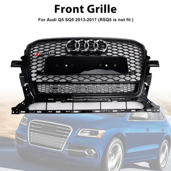 Audi Q5 SQ5 2013-2017 Glanzend zwart RSQ5-stijl grille Honingraat voorbumpergrill