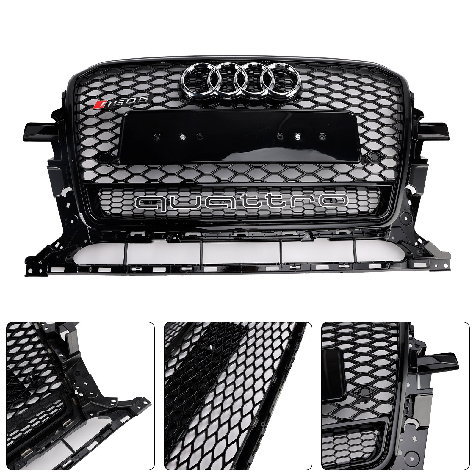 Audi Q5 SQ5 2013-2017 Parrilla de parachoques delantero de panal estilo RSQ5 negro brillante