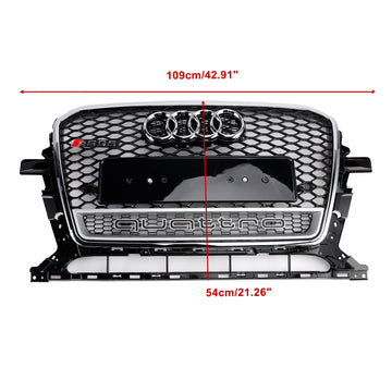 2013-2017 Audi Q5 SQ5 Chrome/Black Front Grille RS Quattro Styel Honeycomb Front Bumper Grille - 0