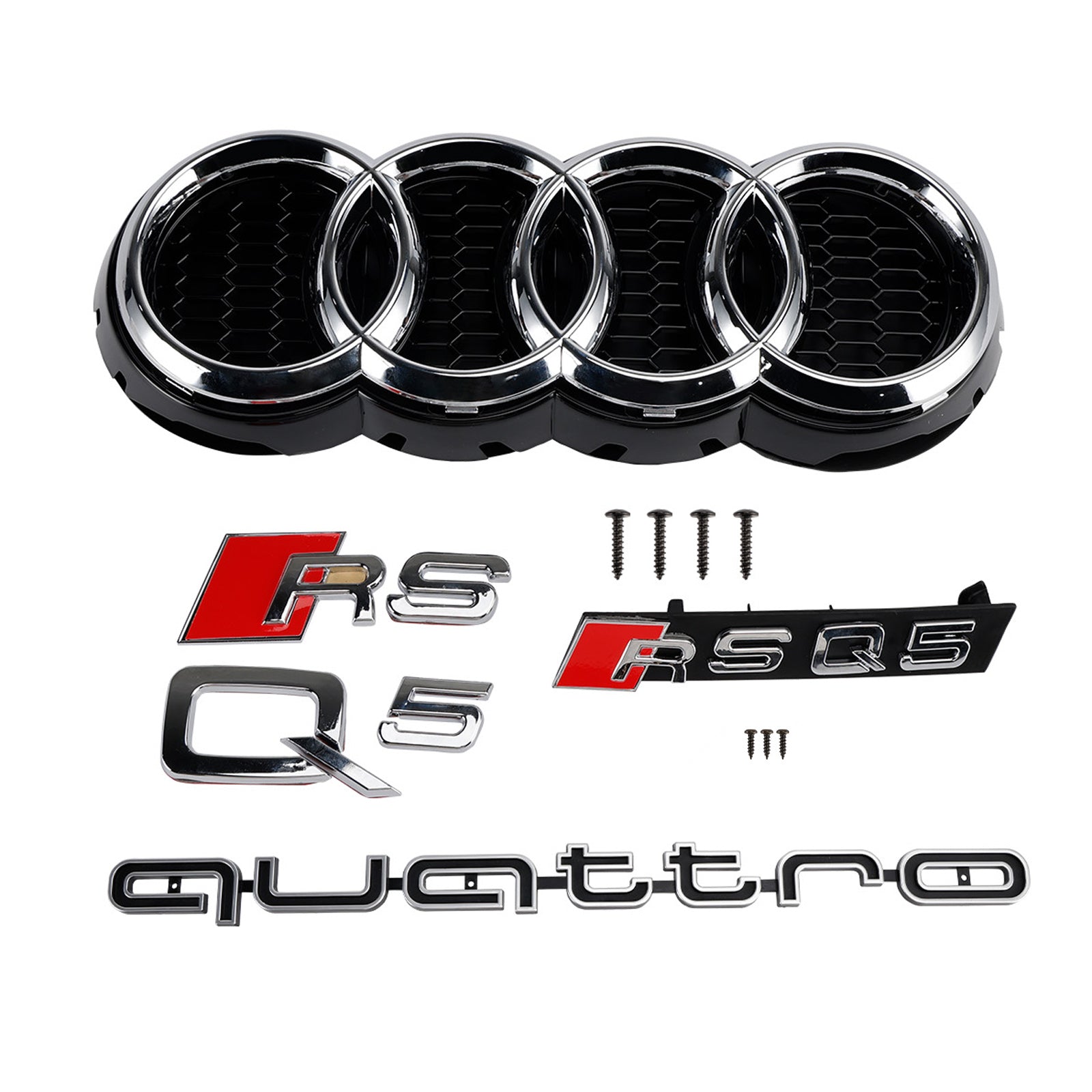 2013-2017 Audi Q5 SQ5 Chrome/Black Front Grille RS Quattro Styel Honeycomb Front Bumper Grille