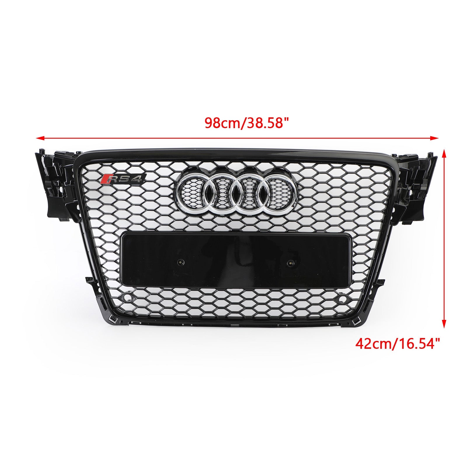 Audi 2008-2012 A4/S4 B8 Calandre de remplacement RS4 Style nid d'abeille sport maille hexagonale Grille noire - 0