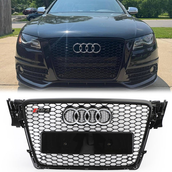 Audi 2008-2012 A4/S4 B8 Reemplazo de parrilla RS4 Estilo Honeycomb Sport Mesh Hex Grille Negro