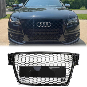 2008-2012 Audi A4/A4 Avant/S4 B8 RS4 Estilo Honeycomb Sport Mesh Hex Grill Parrilla negra brillante