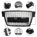 2008-2012 Audi A4/A4 Avant B8 RS4 Stile Maglia a nido d'ape Griglia esagonale Griglia nera lucida + Griglia fendinebbia-26