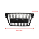 2008-2012 Audi A4/A4 Avant B8 RS4 Stile Maglia a nido d'ape Griglia esagonale Griglia nera lucida + Griglia fendinebbia-19