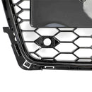 2008-2012 Audi A4/A4 Avant B8 RS4 Stile Maglia a nido d'ape Griglia esagonale Griglia nera lucida + Griglia fendinebbia-21