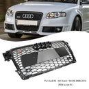 2008-2012 Audi A4 / A4 Avant B8 RS4 Style Honeycomb Mesh Hex Grill Gloss Black Grille + Fog Light Grille-3