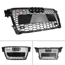 2008-2012 Audi A4 / A4 Avant B8 RS4 Style Honeycomb Mesh Hex Grill Gloss Black Grille + Fog Light Grille-5