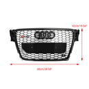 Audi A4/ A4 Sline/ S4 B8 2008-2012 RS4 Honeycomb Grille Front Bumper Mesh Black Grill With Ring Emblem-5