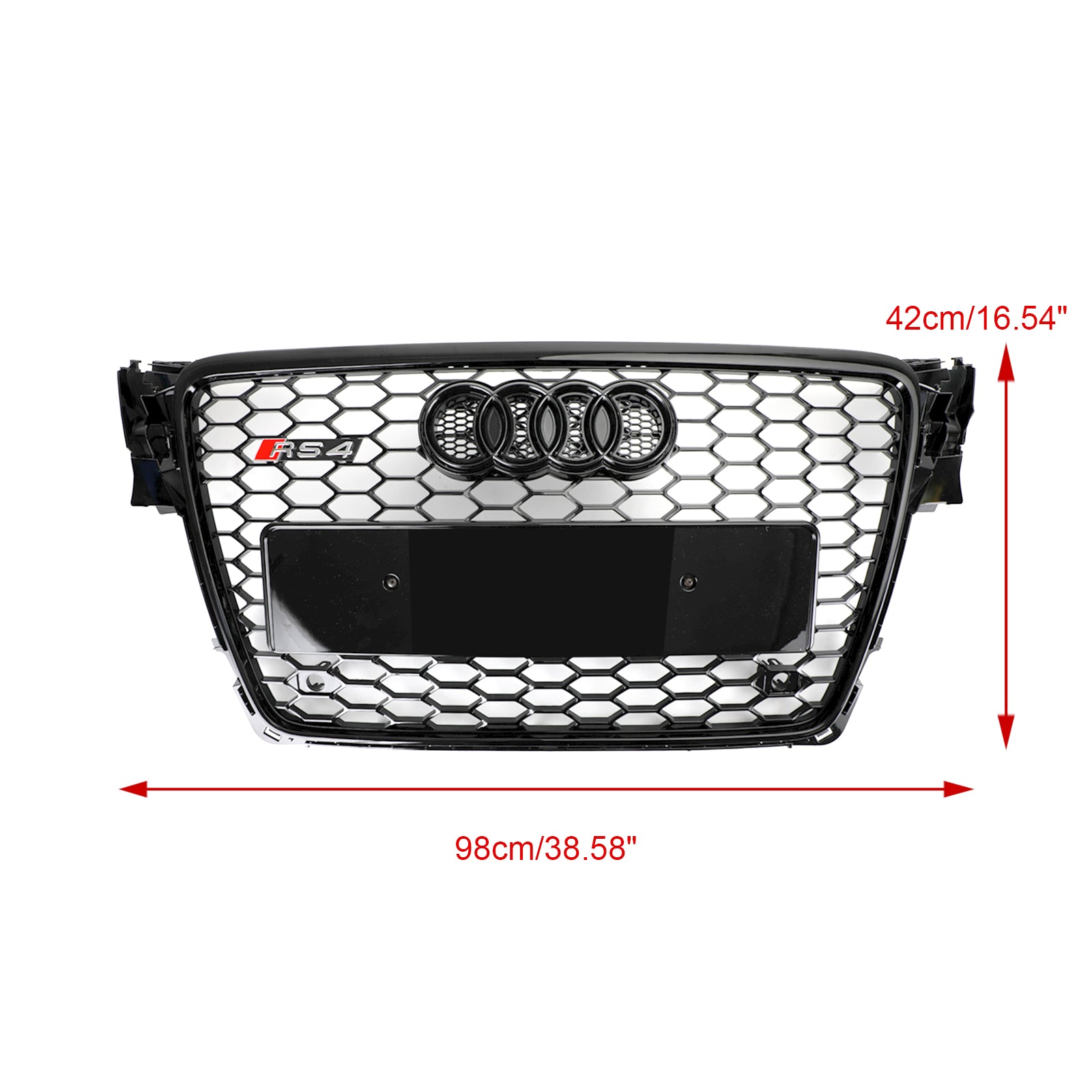 Grille de calandre hexagonale en nid d'abeille sport style Audi A4 / A4 Avant / S4 B8 RS4 2008-2012 Grille de calandre noire brillante - 0