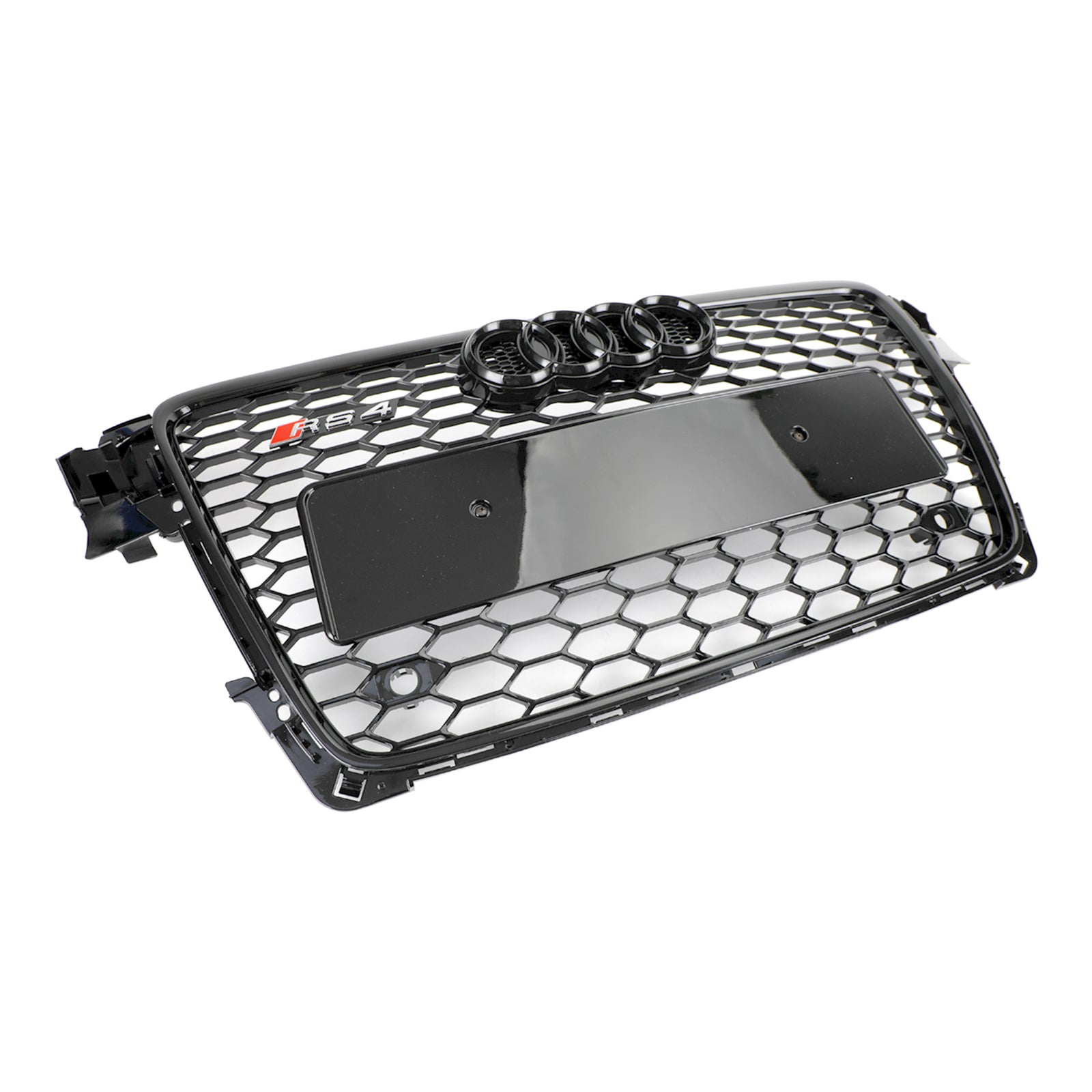 Audi A4/ A4 Sline/ S4 B8 2008-2012 RS4 Honeycomb Grille Front Bumper Mesh Black Grill With Ring Emblem