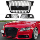 2008-2012 Audi A4/A4 Avant B8 RS4 Stile Maglia a nido d'ape Griglia esagonale Griglia nera lucida + Griglia fendinebbia-29