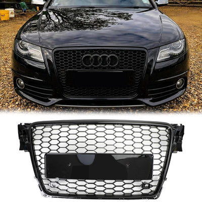 2008-2012 Audi A4 / A4 Avant / S4 B8 RS4 Style Honeycomb Sport Mesh Hex Grill Gloss Black Grille