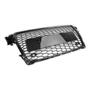 2008-2012 Audi A4/A4 Avant B8 RS4 Stile Maglia a nido d'ape Griglia esagonale Griglia nera lucida + Griglia fendinebbia-25