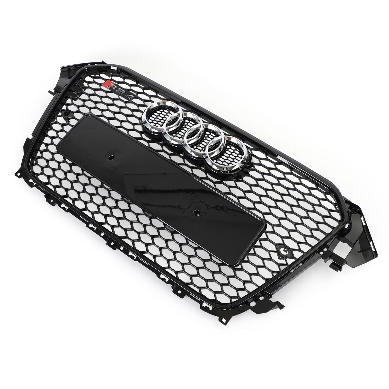 Audi 2013-2016 A4 S4 Parrilla tipo panal Estilo RS4 Rejilla de parachoques delantero de malla Negro brillante