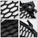 2012-2016 Audi A4 / A4 Sline / S4 Grill RS4 Style Mesh Front Bumper Gloss Black Grill With Ring Emblem-7