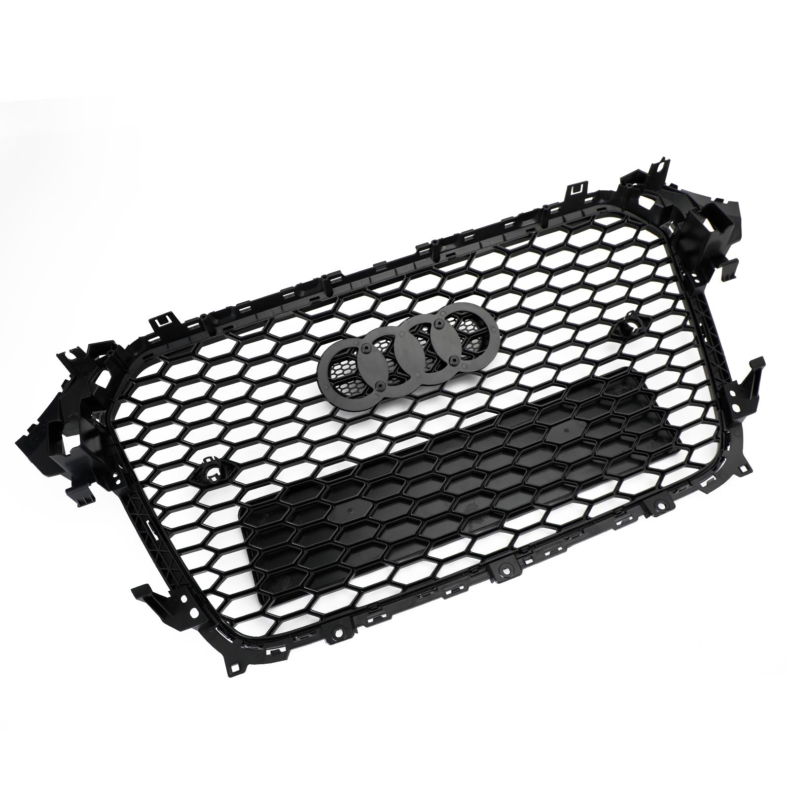 Grille de pare-chocs avant en maille de style RS4 pour Audi A4 / A4 Sline / S4 2013-2016, grille noire brillante avec emblème en anneau