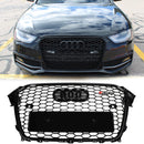 2012-2016 Audi A4 / A4 Sline / S4 Grill RS4 Style Mesh Front Bumper Gloss Black Grill With Ring Emblem-2