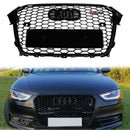 2012-2016 Audi A4 / A4 Sline / S4 Grill RS4 Style Mesh Front Bumper Gloss Black Grill With Ring Emblem-1
