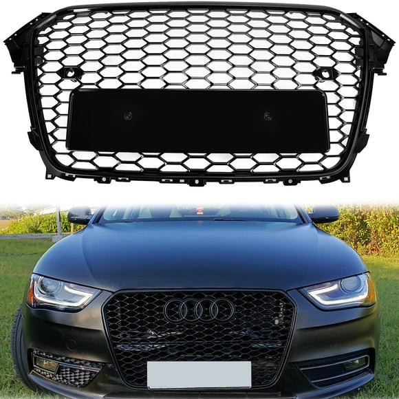 2012-2016 Audi A4/A4 Sline/S4 Parrilla Estilo RS4 Parachoques delantero de malla Parrilla negra brillante