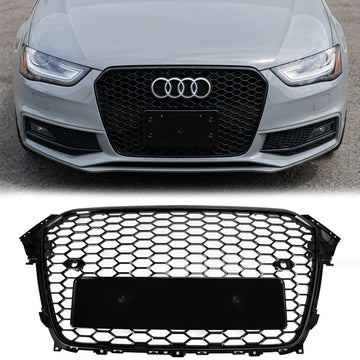 Audi A4 / A4 Sline / S4 2012-2016 Honeycomb RS Style Front Grill Upper Bumper Replacement Black Grille