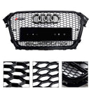 Audi A4/A4 S Line/S4 B8.5 2012 2013 2014 2015 2016 Style RS4 Calandre noire brillante en maille nid d'abeille Sport Calandre hexagonale avec emblème-32