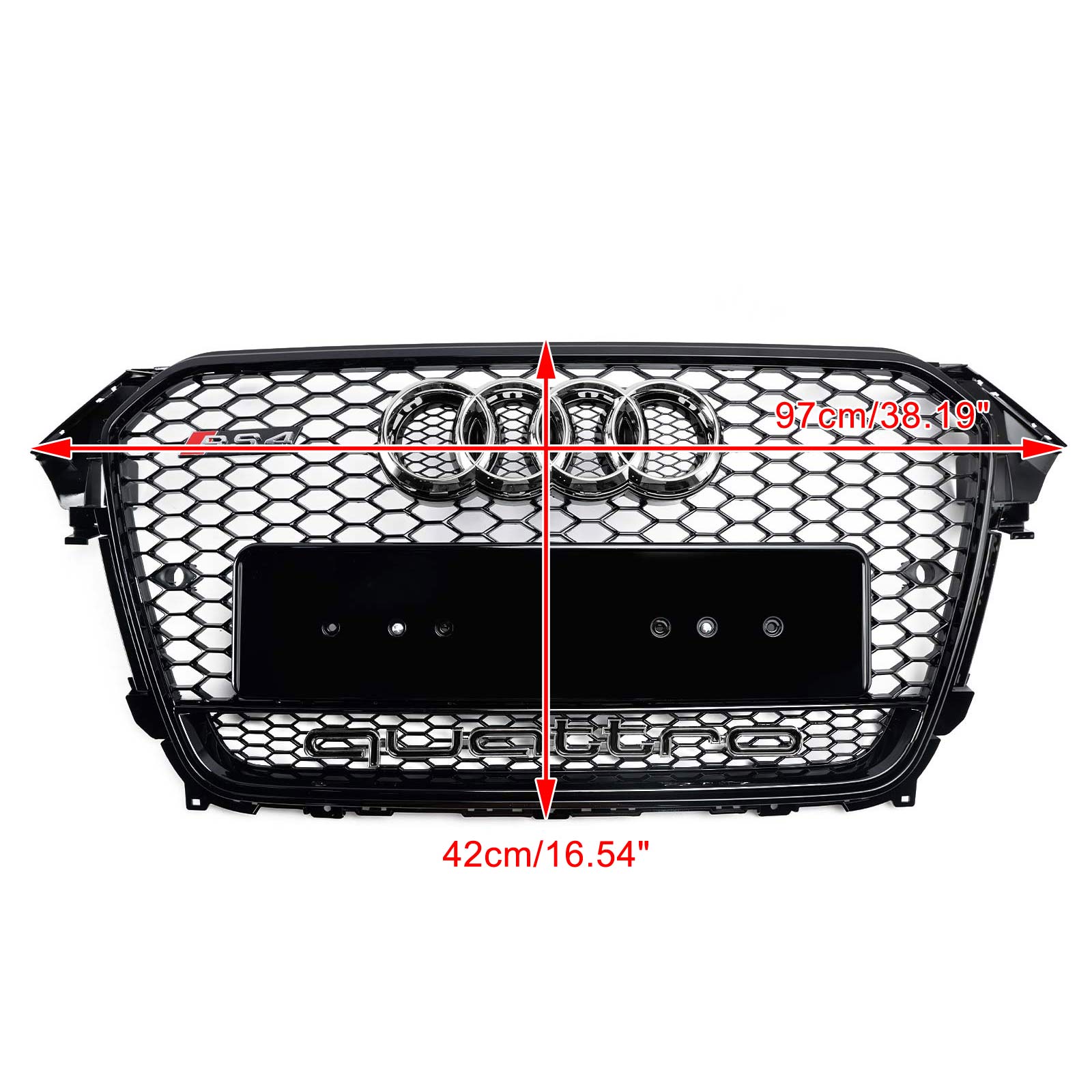 2012-2016 Audi A4 / A4 Sline / S4 B8.5 Front Black Honeycomb RS Style Grille With Silver Ring Emblem
