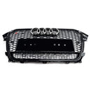Audi A4/A4 S Line/S4 B8.5 2012 2013 2014 2015 2016 Style RS4 Calandre noire brillante en maille nid d'abeille Sport Calandre hexagonale avec emblème-26